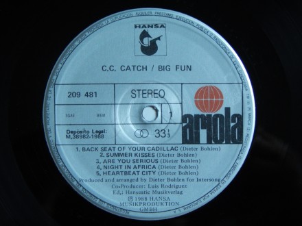C.C. Catch ‎– Big Fun

Label:
Ariola ‎– 5C 209481, BMG Ariola España ‎– 5C 20. . фото 4