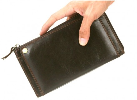 Мужской клатч с карманом для телефона, выполнен из натуральной кожи ― краст, кот. . фото 7