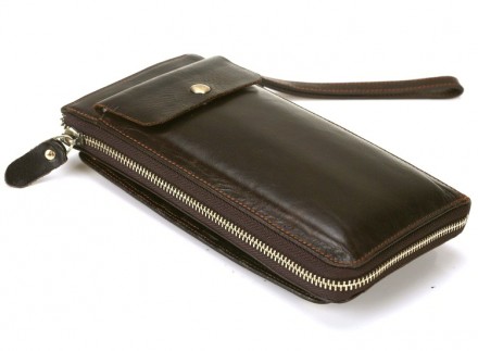 Мужской клатч с карманом для телефона, выполнен из натуральной кожи ― краст, кот. . фото 10