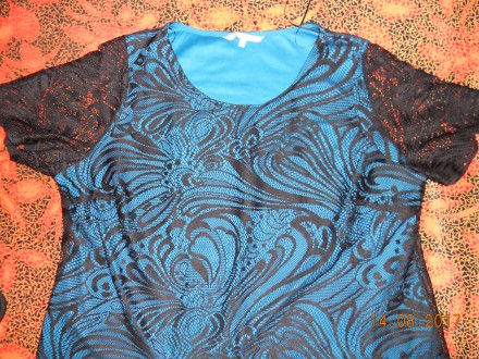 Нарядная блуза ANN HARVEY большого размера(26) 100% полиамид.ПОГ 66см ПОБ 73см д. . фото 5