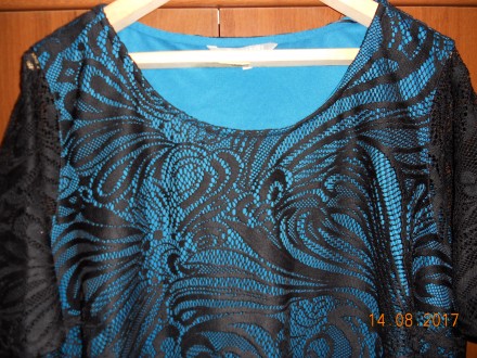 Нарядная блуза ANN HARVEY большого размера(26) 100% полиамид.ПОГ 66см ПОБ 73см д. . фото 3