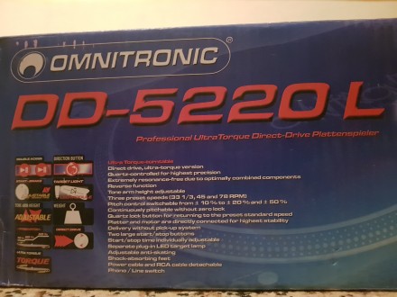 Omnitronic DD-5220L - высококлассный диджейский проигрыватель для виниловых диск. . фото 7
