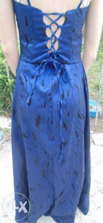 Синее платье в пол, состоит из отдельных юбки и корсета на шнуровке. На тонких б. . фото 6
