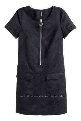 Продам новое платье НМ. Размер UK 10 (36) Цвет черный Материал "под замш" Замеры. . фото 2