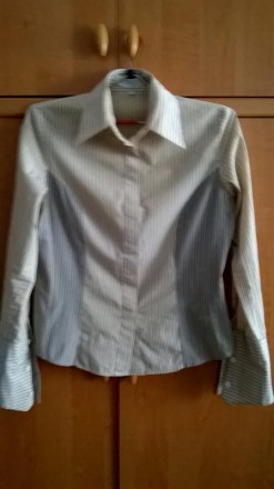 Базовая рубашка в полосочку, с длинными рукавами на пуговицах. Натуральная, прия. . фото 4