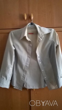 Базовая рубашка в полосочку, с длинными рукавами на пуговицах. Натуральная, прия. . фото 1