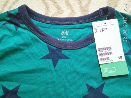 Нова футболка з довгими рукавами (органічна бавовна) фірми H&M, 6-8Y (122/128). . . фото 6