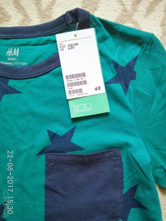 Нова футболка з довгими рукавами (органічна бавовна) фірми H&M, 6-8Y (122/128). . . фото 5