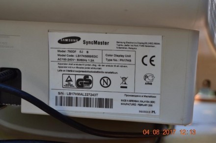 Продам ЭЛТ монитор Samsung SyncMaster 793DF с диагональю 17 дюймов. Монитор в от. . фото 5