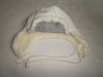 Продам шапку зимнюю плащевка+флис+искусственный мех на девочку р50, глубина 18см. . фото 2
