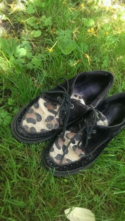 стильные туфли, лоферы на весну, по стельке 22 см, мех леопард, состояние 4 из 5. . фото 2