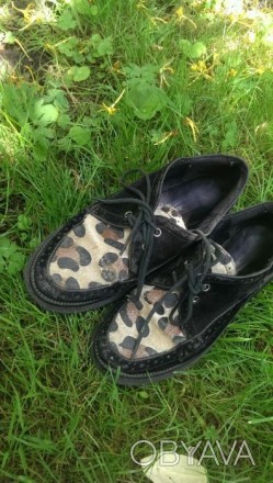 стильные туфли, лоферы на весну, по стельке 22 см, мех леопард, состояние 4 из 5. . фото 1
