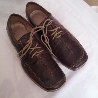 Шкіряні туфлі коричневого кольору на шнурках, розмір 39, по стельці 25,5 мс. Осі. . фото 5