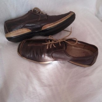 Шкіряні туфлі коричневого кольору на шнурках, розмір 39, по стельці 25,5 мс. Осі. . фото 4