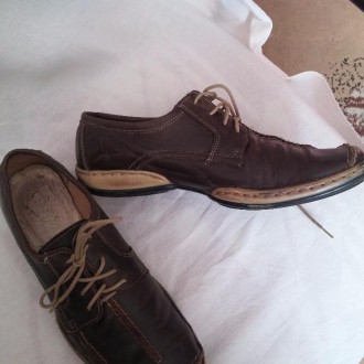 Шкіряні туфлі коричневого кольору на шнурках, розмір 39, по стельці 25,5 мс. Осі. . фото 6
