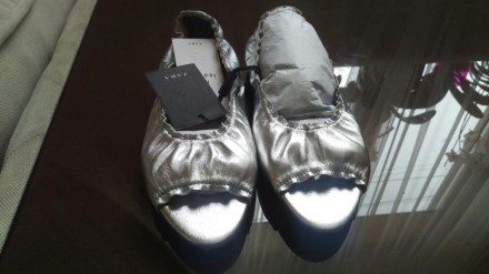 Zara, ультра модні срібні з натуральної шкіри балетки. . фото 2