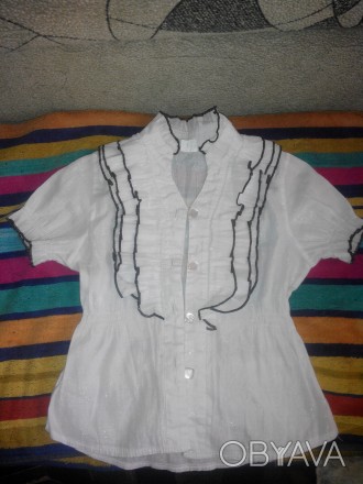 блузочка для дівчинки 5-7 років, довжина по спині 42 см, ПОГ 32см, на поясі рези. . фото 1
