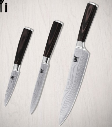 АКЦИЯ! 
Профессиональный кухонный НАБОР ножей ШЕФ-ПОВАРА - количество 3 ножа (8. . фото 2