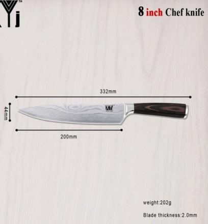 АКЦИЯ! 
Профессиональный кухонный НАБОР ножей ШЕФ-ПОВАРА - количество 3 ножа (8. . фото 11