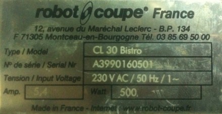 Продается овощерезка Robot Coupe CL30 б/у, в хорошем рабочем состоянии. Привод о. . фото 10