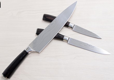 Профессиональный кухонный НАБОР ножей ШЕФ-ПОВАРА - количество 3 ножа (8 дюймов, . . фото 2