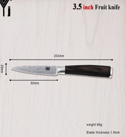 Профессиональный кухонный НАБОР ножей ШЕФ-ПОВАРА - количество 3 ножа (8 дюймов, . . фото 7