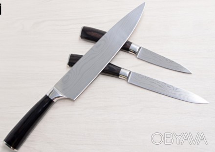 Профессиональный кухонный НАБОР ножей ШЕФ-ПОВАРА - количество 3 ножа (8 дюймов, . . фото 1