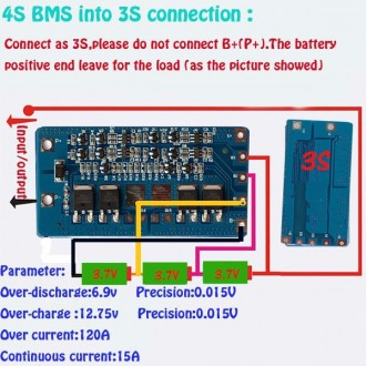BMS 3S 4S 15А, 12.6V Контроллер заряда разряда, плата защиты Li-Ion аккумулятора. . фото 4
