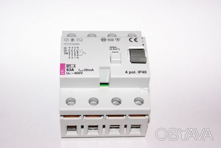 Продам УЗО EFI-4 63А/0.03А "ETI" и 
Автоматический выключатель ETIMAT10 D 40 "E. . фото 1