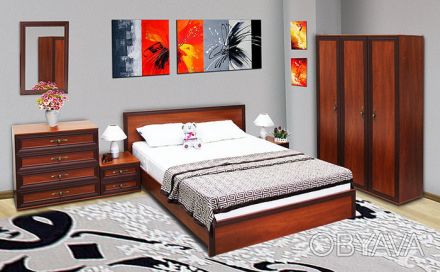 "Лючия" - модульная мебель для спальни. Выполнена из ДСП (цвет яблоня) и МДФ (цв. . фото 1