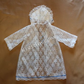 Универсальная крестильная рубашка, сделана из гипюра, отделана дорогим белым кру. . фото 5