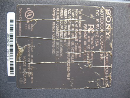 Драстуйте!
Маю на продаж старий ноут Sony VAIO PCG-F420 в неробочому стані. Про. . фото 4