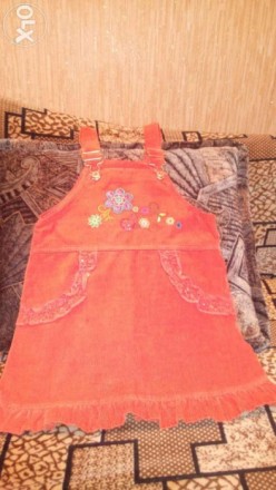 Продается вельветовый сарафан на девочку ярко оранжевого цвета. Бренд GLORIA JEA. . фото 3