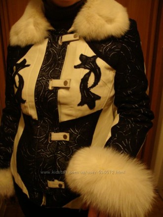 Продам шикарную кожаную курточку молочного цвета  с черным кружевом,размер 46-48. . фото 4
