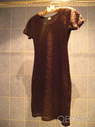 платье ажурное, черное, похоже на гипюр, только растягивается как трикотаж, на п. . фото 1