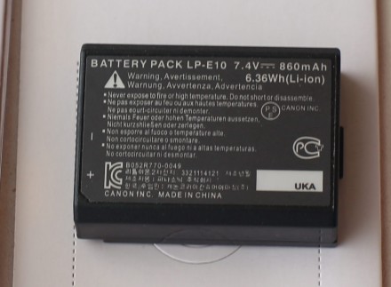 Аккумулятор батарея LP-E10 

 Напряжение: 7.4V
 Ёмкость: 860mAh

 Неполный . . фото 4