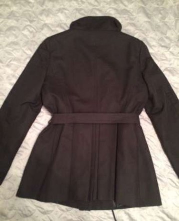 Женское пальто Zara, размер L, черный цвет, на подкладке, поясок на завязках. Но. . фото 5