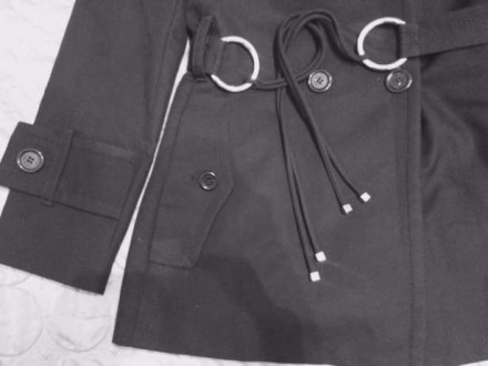 Женское пальто Zara, размер L, черный цвет, на подкладке, поясок на завязках. Но. . фото 6