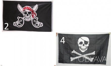 Легендарный пиратский флаг, называемый «Весёлый Роджер».

Размер: 90 х 150 см.. . фото 1