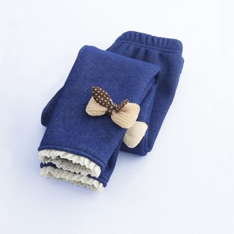 Теплые леггинсы для девочек, мягкий трикотаж, с имитацией джинсовой ткани, на ут. . фото 7