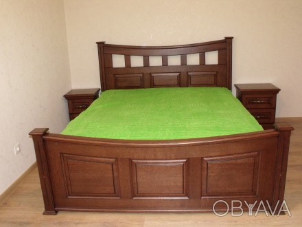 Ліжко дерев'яне дубове
Ціна 13000гр
Розмір під матрас 2000*1600 
Прилiжковi п. . фото 1