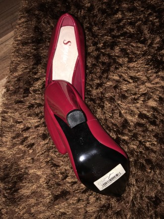 Жіночі туфлі, вишневого кольору, на грубому зручному каблуку. Довжина устілки - . . фото 7