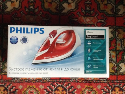 Продаю новый утюг Philips-красного цвета;острый носик;пар удар 100 градусов;кера. . фото 2