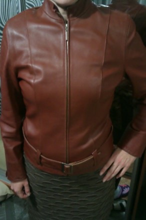 куртка кожаная коричневого цвета,в хорошем состоянии,замеры: полуобхват груди-48. . фото 4