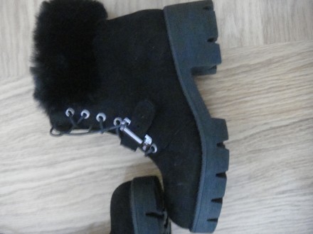 Ботинки женские зимние на каблуке, эко-замш, иск. мех, каблук 4,5 см, платформа . . фото 8