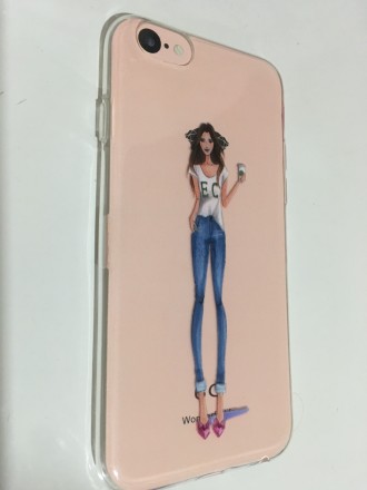 Прозрачный силиконовый чехол для iPhone 5/5s/6/6s/7 с нежным изображением девуше. . фото 6