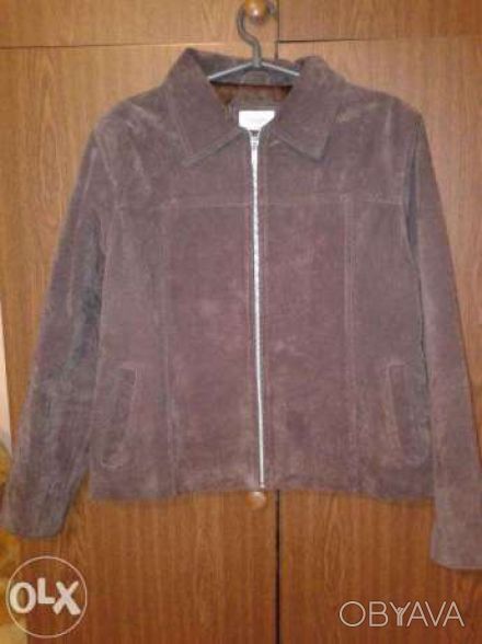 Продам куртку женскую замшевую, размер 48, цвет - светлый шоколадный, б/у, надев. . фото 1