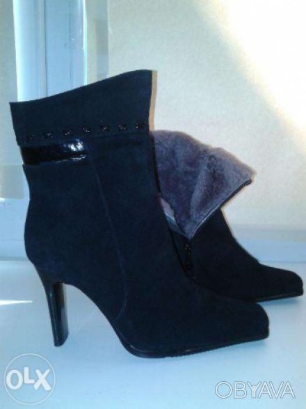 Продам сапоги/ботинки зимние женские, размер 39, натуральная замша, на натуральн. . фото 1