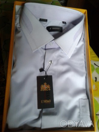 Новая красивая рубашка сиреневого цвета в мелкую полоску, бренд E"NRIKO. Упакова. . фото 1