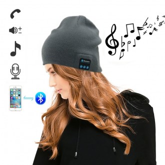Стильная теплая шапочка с встроенными наушниками, Bluetooth-модулем и микрофоном. . фото 3